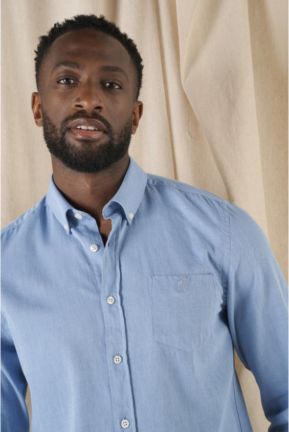 Chemise homme lin bleu best sale
