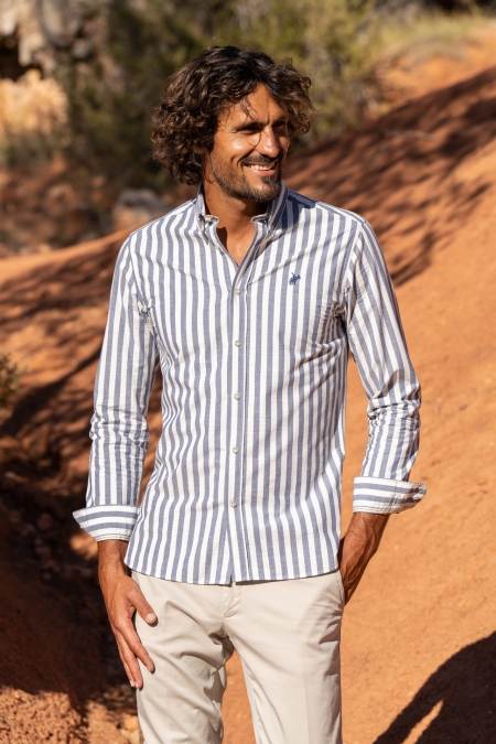 Chemise à rayures Léon Dark Blue