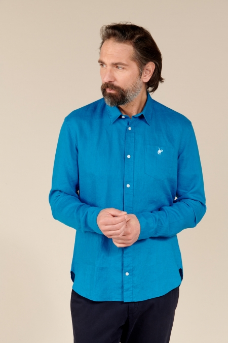 Chemise en lin Floral deep sea