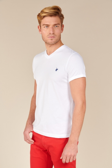 T-shirt Jules col V blanc