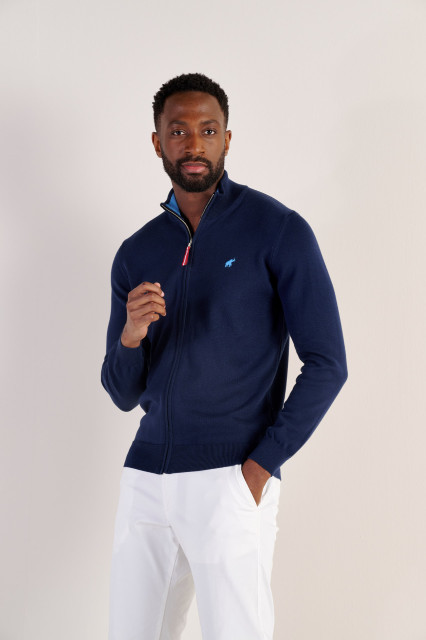 Navy Bold Zip up Cardigan